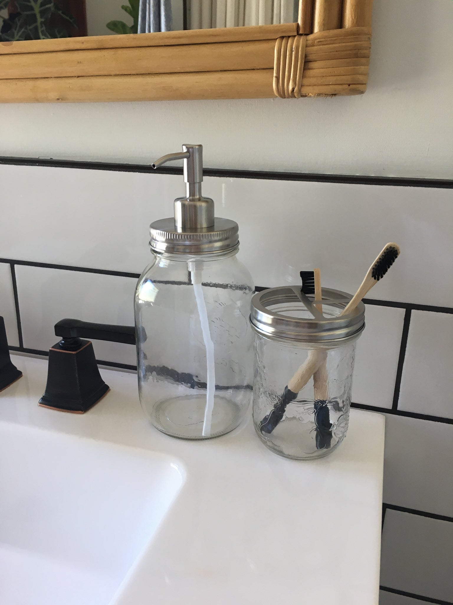 Bathroom Mason Jar Topper | black or silver
