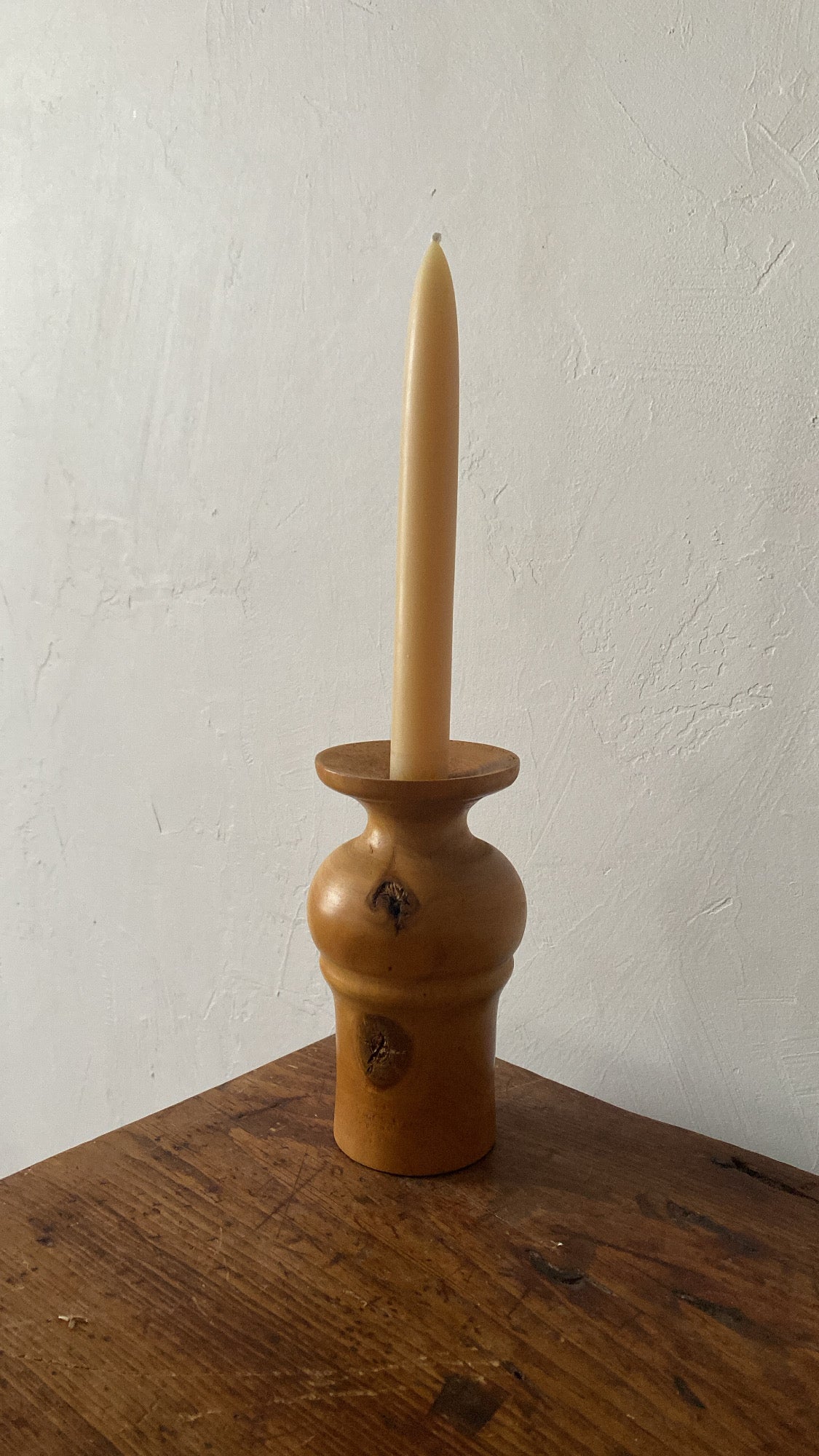 Vintage 068: Raw Wood Candlestick