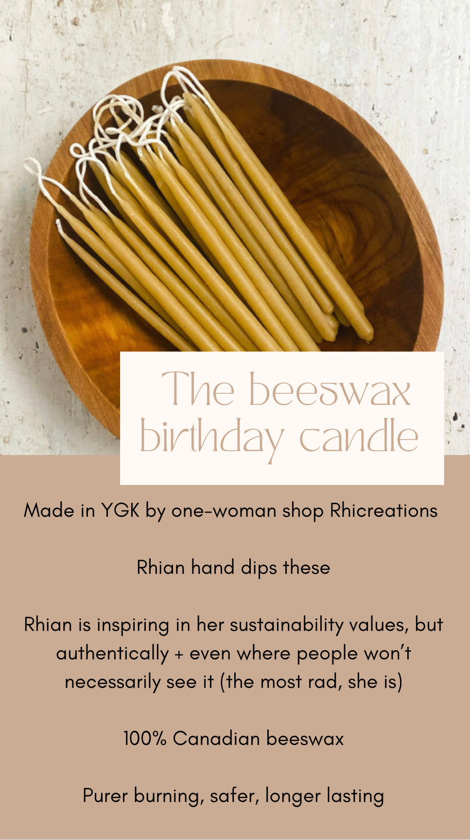 Locally Hand Dipped Beeswax Birthday Candles
