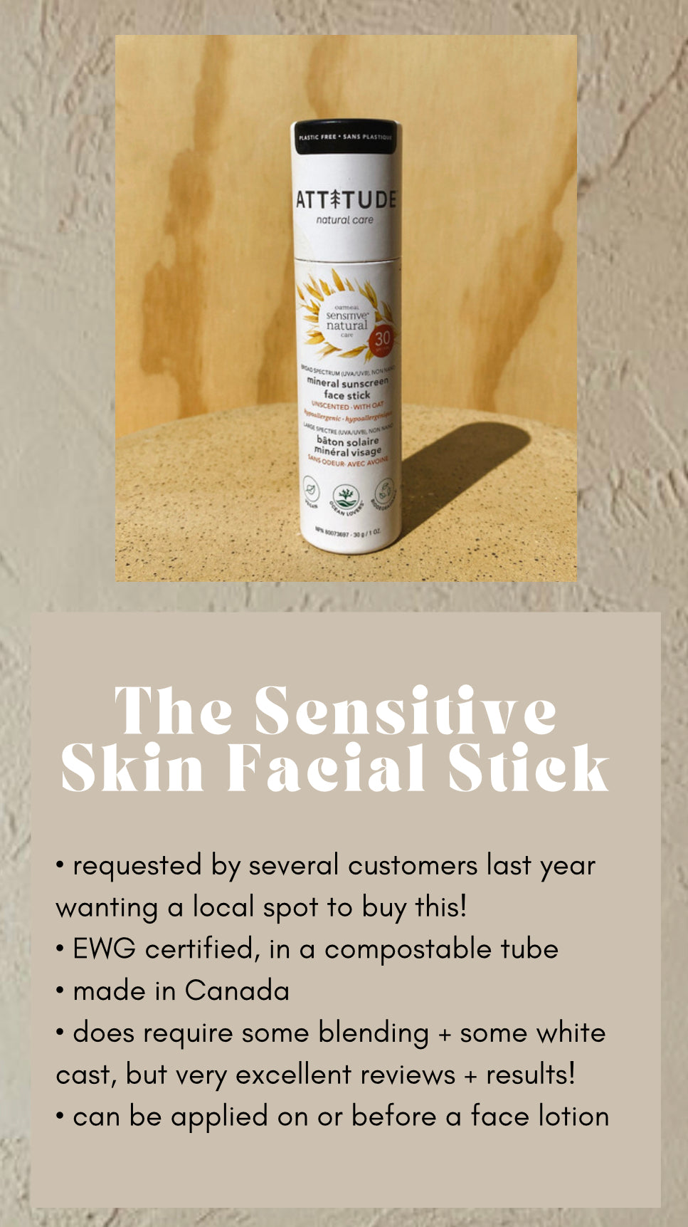 Sensitive Facial SPF Stick | Tint or Non Tint